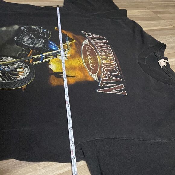 American Classic Motorcycle T Shirt Adult Shirt L Black Worn Faded USA 90s Men - Picture 3 of 5